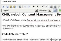 Ukázka prostředí pro vytváření obsahu.
